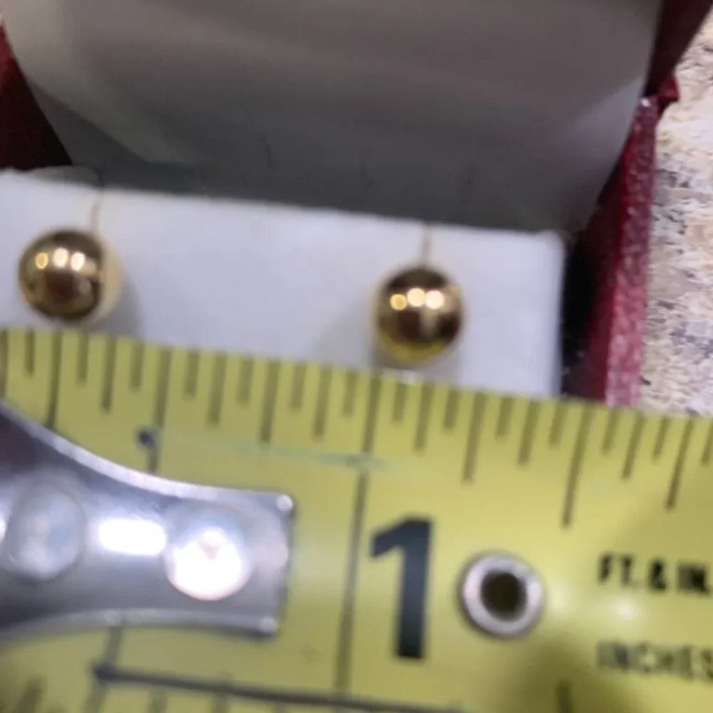 18K Yellow Gold Ball Studs NIB